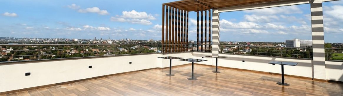 Terraço com bar e vista panorâmica